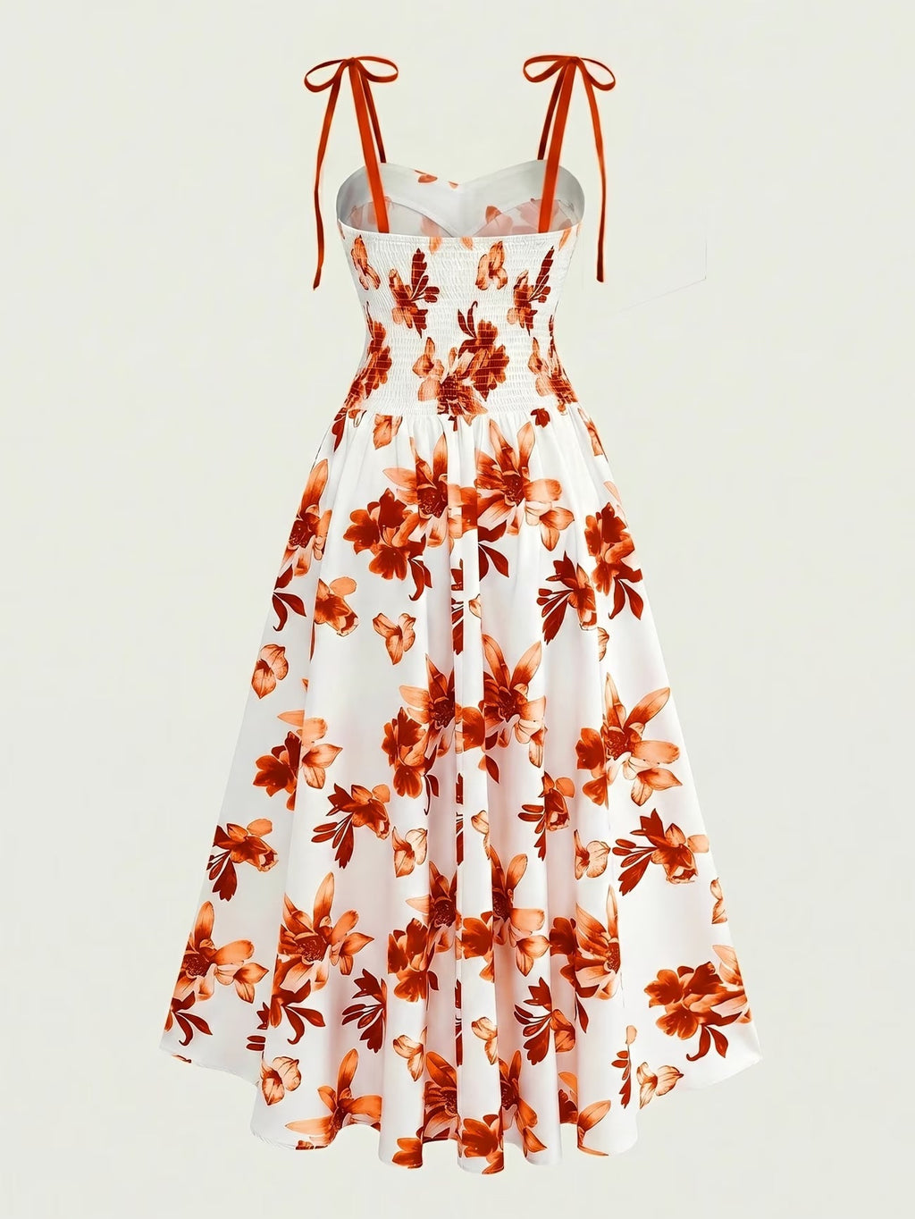 Red Floral V-Neck Ruffle Maxi Dress